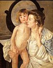 Mother And Child Aka The Oval Mirror by Mary Cassatt